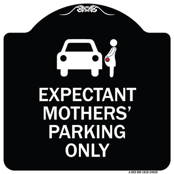 Signmission Expectant Mothers Parking W/ Graphic Heavy-Gauge Aluminum Sign, 18" L, 18" H, BW-1818-24028 A-DES-BW-1818-24028 - main